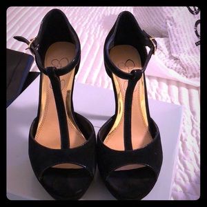 Jessica Simpson T Strap Velvet heels
